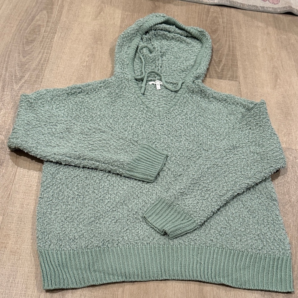 Maurices Sage Green Hooded V-Neck Sweater
